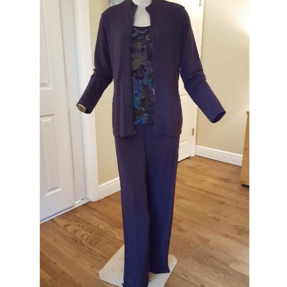 Chico's Purple Travelers Jacket + Tank + Pants Outfit 1